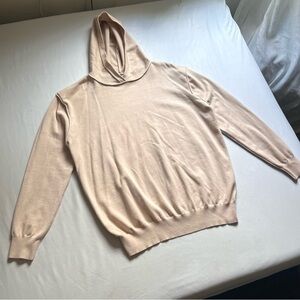 ELLANDEMM Light peach blush pink knit oversized long sleeve hoodie sweater